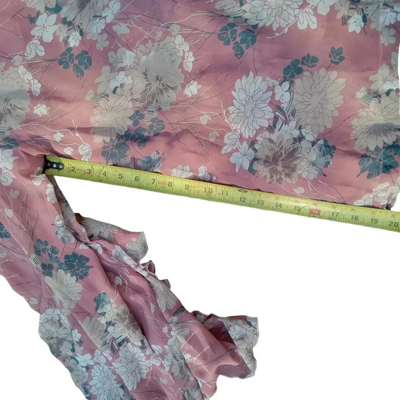 Simplee Floral Jumpsuit Dusty Pink Blue White Capri Sleeveless Size Large Flowy - Picture 8 of 12